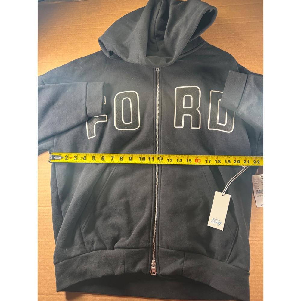 Ford PacSun Hoodie Mens Medium Black Zip Up Sweatshirt New Oversized Graphic - Picture 7 of 11